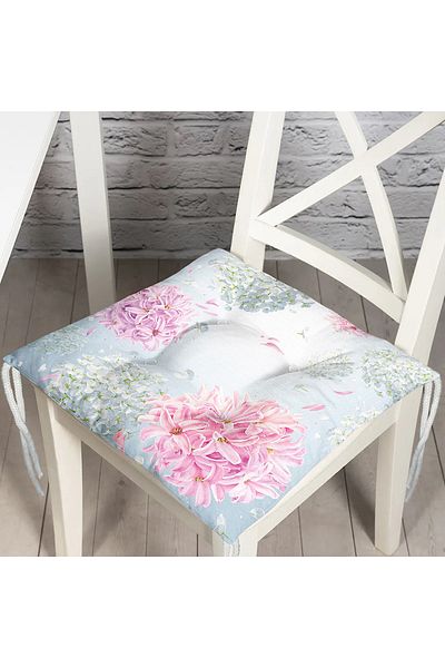 Realhomes Floră de hortensie colorată, imprimată digitală, pernă de scaun modernă cu fundal pastel