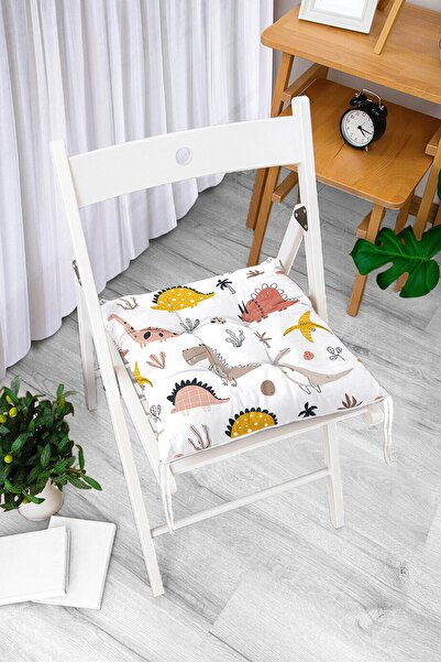 Realhomes Pernă de scaun modernă pufoasă, cu model de dinozaur, imprimată dig...