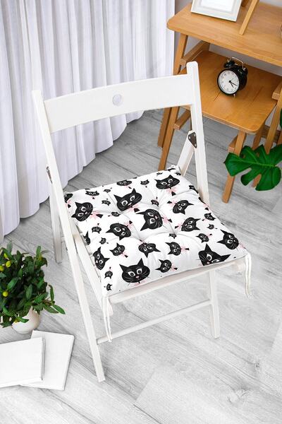 Realhomes Сучасна м'яка подушка для стільця з візерунком чорних котів