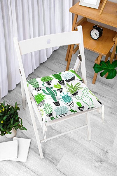 Realhomes Digitalno štampani moderni mekani jastuk za stolicu sa zelenim kakt...