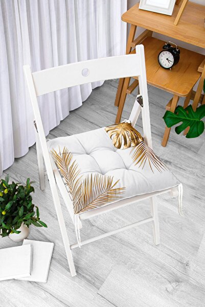 Realhomes Zlatni 3D jastuk za stolicu u obliku palminog lišća, moderni i mekani