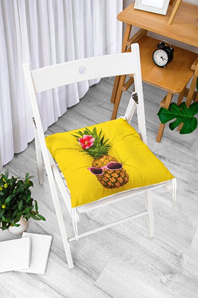 Realhomes Сандальок з м'якою подушкою, сучасний дизайн, жовтий фон, 3D-ананас
