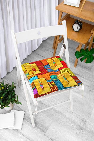 Realhomes Mozaik African Desenli Dijital Baskılı Modern Pofidik Sandalye Minderi