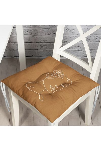 Realhomes Digital Printed Modern Pouf Chair Cushion with Onedraw Drawing Silhouette on Colorful Background