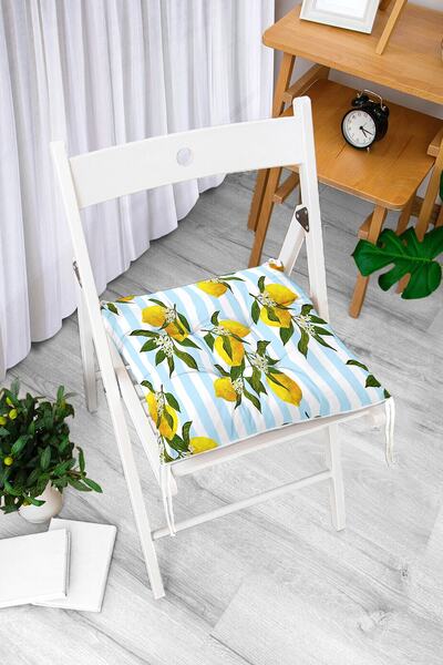 Realhomes Pernă de scaun modernă puf cu model digital în dungi albastre