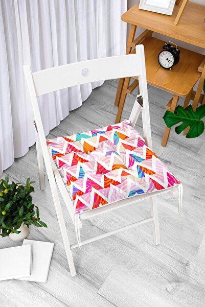 Realhomes Moderni pufasti jastuk za stolicu sa geometrijskim uzorkom i šareni...