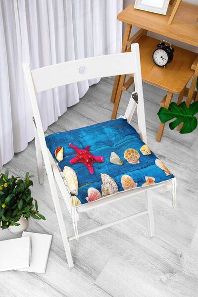 Realhomes Fundal albastru stea de mare imprimat digital pernă de scaun pufoasă modernă