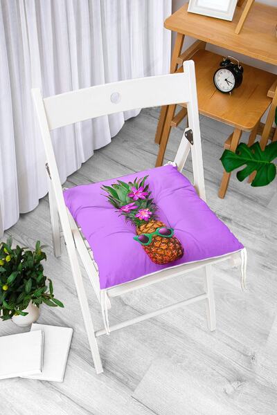 Realhomes Moderni mekani jastuk za stolicu sa uzorkom ananasa na ljubičastoj ...