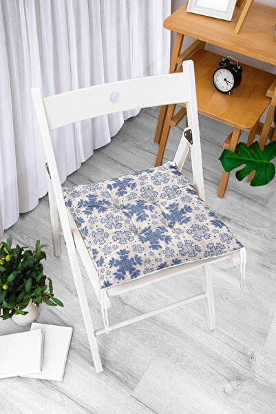 Realhomes Pufasti jastuk za stolicu sa motivom kristalnog zrna na sivoj denim...