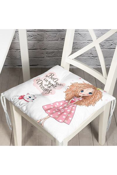 Realhomes Cute Motif Digital Printed Fluffy Square Chair Cushion