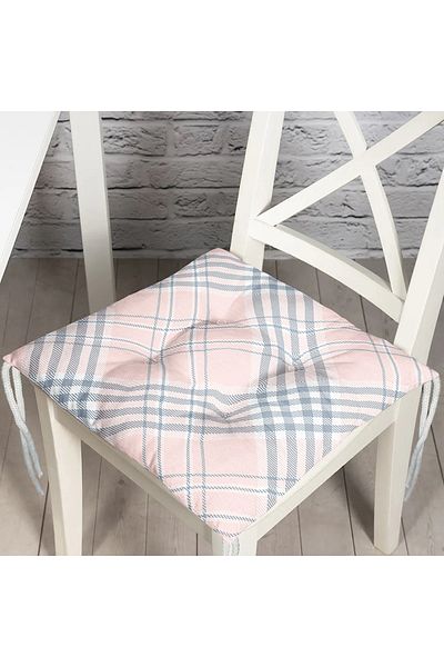 Realhomes Pink Floor Plaid Patterned Special Design Fluffy Chair Cushion