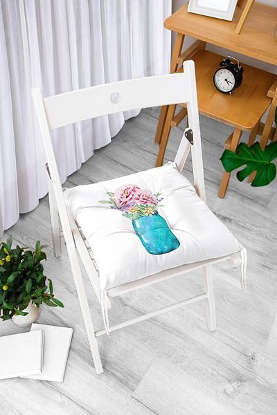 Realhomes Vase Flower Patterned Digital Printed Fluffy Chair Cushion