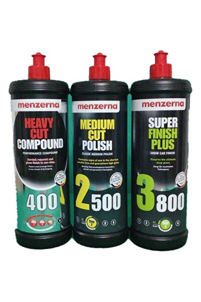 Menzerna 400 & Medium Cut 2500 Super Finish 3800 Set 3 x 1 Litre + UFS EKO 160 MM KEÇE