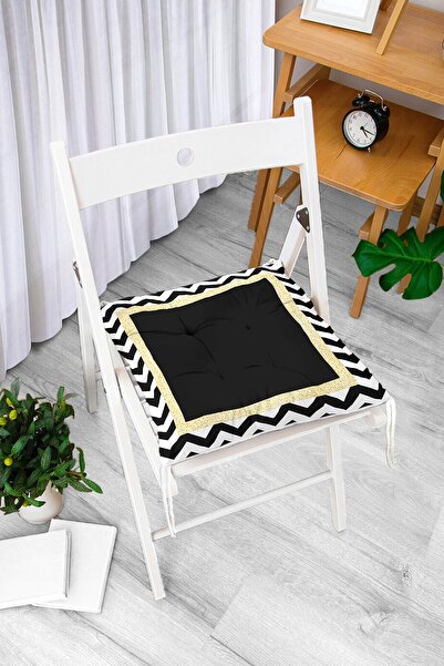Realhomes Сучасна подушка для стільця з цифровим принтом, чорного кольору з з...