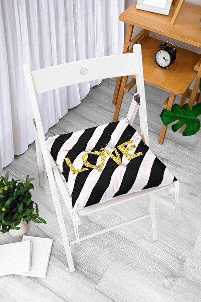 Realhomes Digitalno štampani mekani jastuk za stolicu sa crnim horizontalnim ...