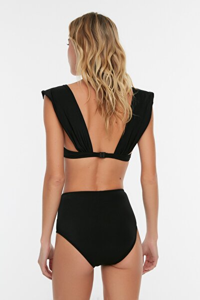 Trendyol Collection Black Eyelet Detailed High Waist Bikini Bottom TBESS20BA0073