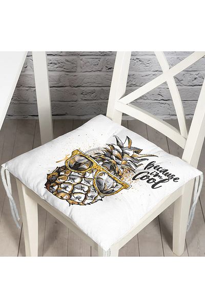 Realhomes Pofidik Chair Cushion with 3D Pineapple Special Design on White Background