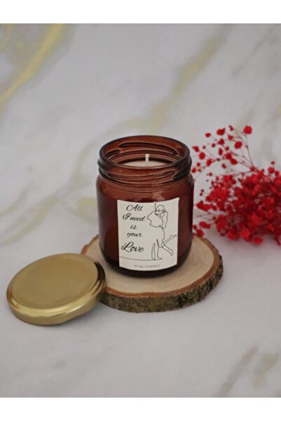 tual candle Vanilya Kokulu Mum Amber Cam Kavanoz 285 Gr Sevgililer Günü Özel