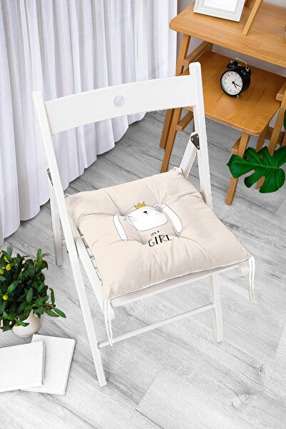 Realhomes Jastuk za stolicu sa modernim motivom zečice na krem podu