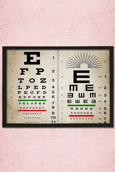 Dekor Loft Pictură murală pentru camera doctorului cu cadru de pin natural Optometrist antic