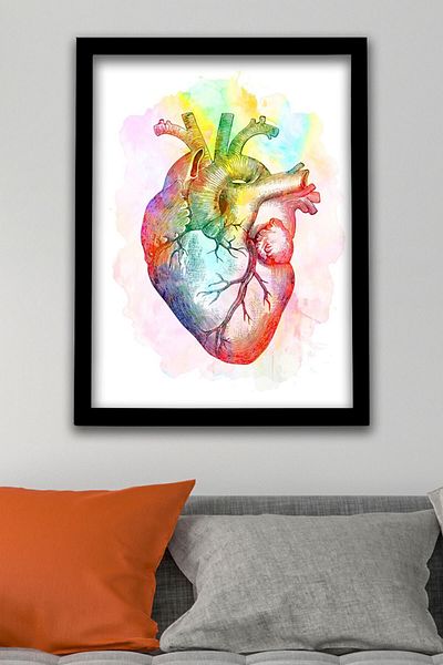 Dekor Loft Diagramă anatomică, anatomie a inimii, inimă, diagramă de perete pentru cardiologie