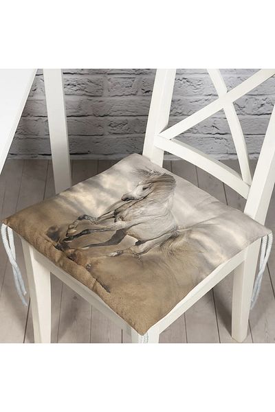 Realhomes Modern Horse Patterned Digital Printed Fluffy Chair Cushion