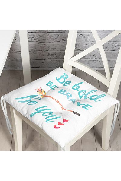 Realhomes Be Brave Modern Digital Printed Pouf Chair Cushion