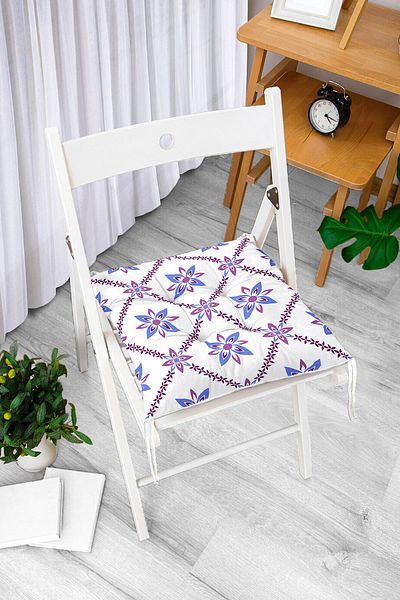 Realhomes Colorful Flower Patterned Digital Printed Decorative Fluffy Chair Cushion