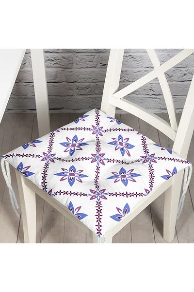 Realhomes Colorful Flower Patterned Digital Printed Decorative Fluffy Chair Cushion