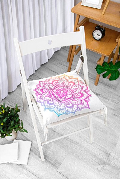 Realhomes Ružičasti i plavi jastuk za stolicu sa mandala uzorkom, posebnog di...