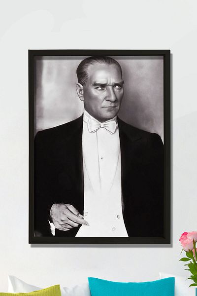 Dekor Loft Tablou Ataturk cu rama din lemn natural de pin