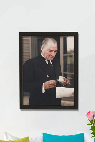 Dekor Loft Tablou Ataturk cu rama din lemn natural de pin