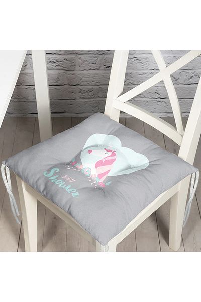 Realhomes Children's Room Green Pink Striped Swan Design Fluffy Chair Cushion