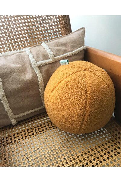 EACHTOME Teddy Ball Pillow Mustard Large Size 40cm