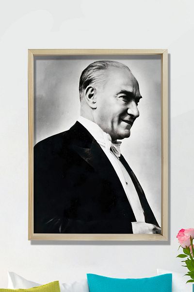 Dekor Loft Tablou Ataturk cu rama din lemn natural de pin