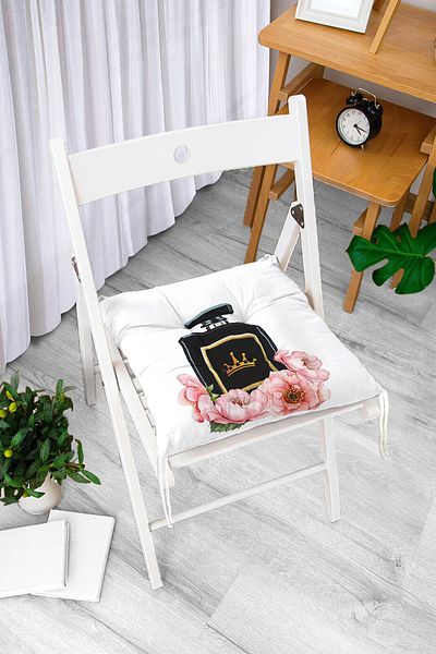 Realhomes Coco Perfume Designed Digital Printed 3D Fluffy Chair Cushion
