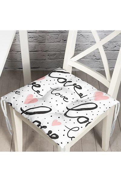 Realhomes Love Printed Pink Heart Fluffy Square Chair Cushion