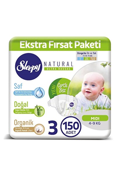 Sleepy Natural Bebek Bezi 3 Numara Midi 150 Adet