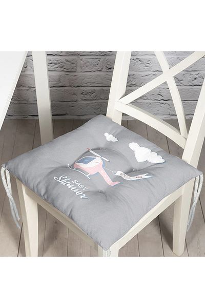 Realhomes Baby Room Fluffy Chair Cushion with Helicopter Design on Blue Background