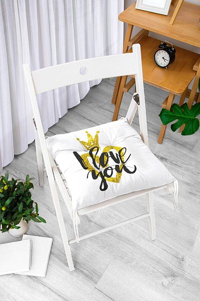 Realhomes I Love You Motif Digital Printed Fluffy Chair Cushion
