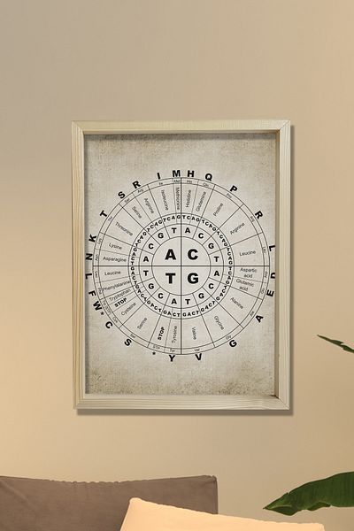 Dekor Loft Diagramă de perete înrămată cu pin natural Codul genetic de biologie moleculară