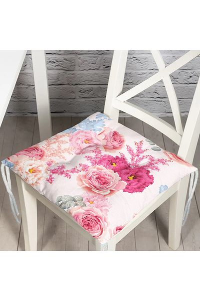 Realhomes Powder Flowers Themed Digital Printed Fluffy Chair Cushion