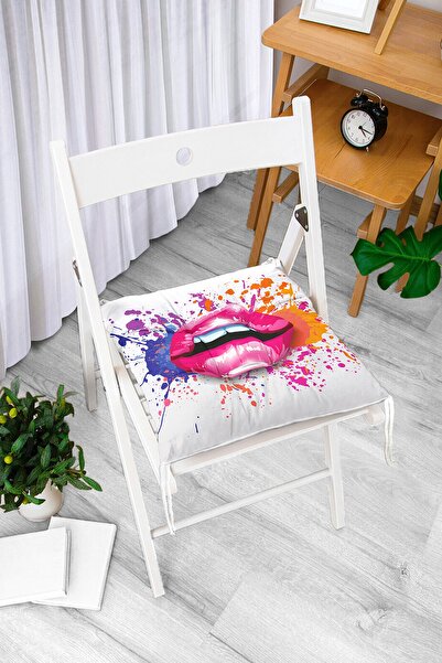 Realhomes Декоративна подушка для стільця з мотивом губ, виконана в техніці а...