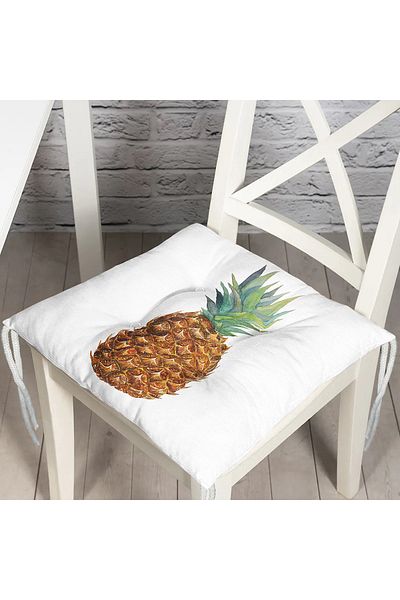Realhomes Pineapple Patterned Digital Printed Fluffy Square Chair Cushion 40 x 40 cm