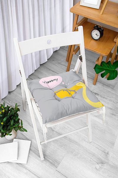 Realhomes Aquarium Themed Fluffy Chair Cushion on Gray Floor