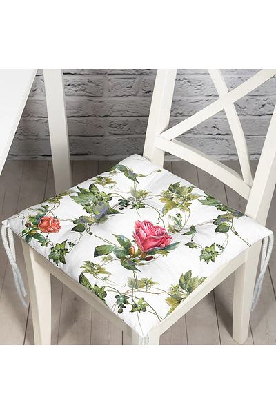 Realhomes Khaki Green Jar Patterned Digital Printed Pouf Chair Cushion