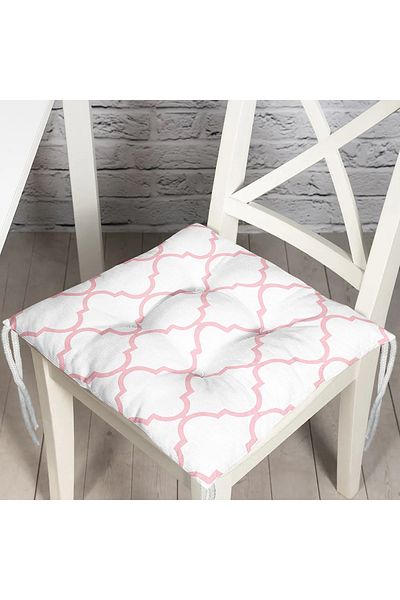 Realhomes Pink Colored Ogea Patterned Digital Printed Modern Fluffy Chair Cushion