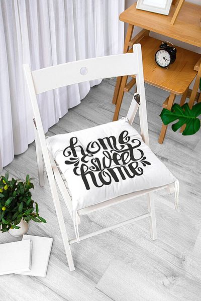 Realhomes Home Sweet Home Digital Printed Fluffy Square Chair Cushion