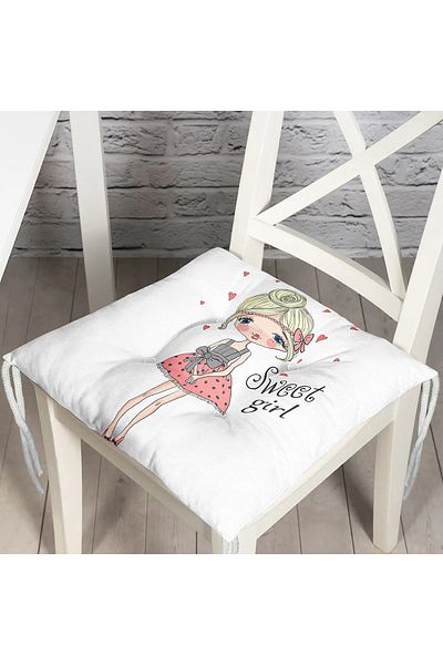 Realhomes Fashion Girl Digital Printed Modern Fluffy Chair Cushion
