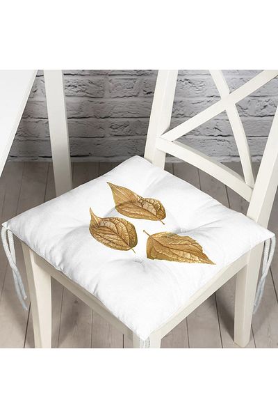 Realhomes 3D Gold Leaves Specially Designed Modern Fluffy Chair Cushion